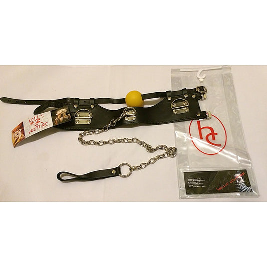 KinkSociety Ball Gag & Leather Lead - Bondage Gags and Bits