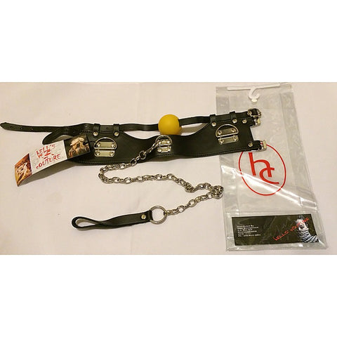 KinkSociety Ball Gag & Leather Lead - Bondage Gags and Bits