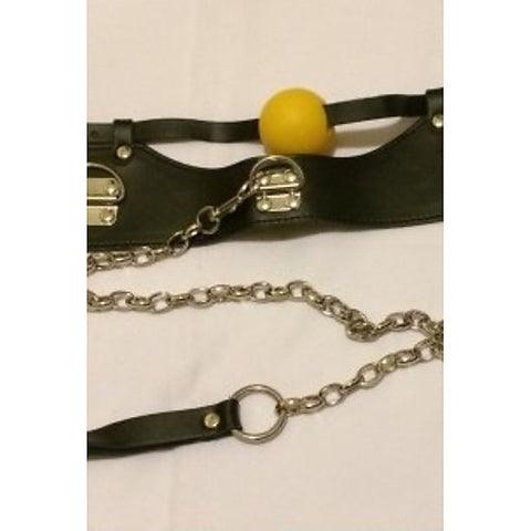 KinkSociety Ball Gag & Leather Lead - Bondage Gags and Bits