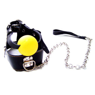 KinkSociety Ball Gag & Leather Lead Bondage Gags and Bits