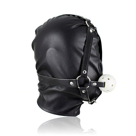 Bondage Supplies Full Head Hood With Mouth Gag - Bondage Gags and Bits