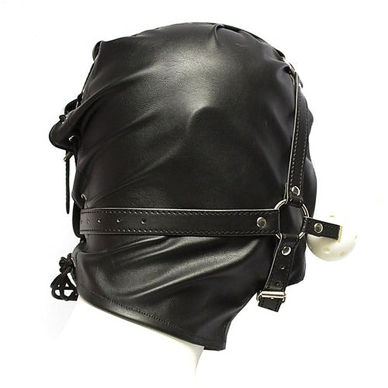 Bondage Supplies Full Head Hood With Mouth Gag - Bondage Gags and Bits