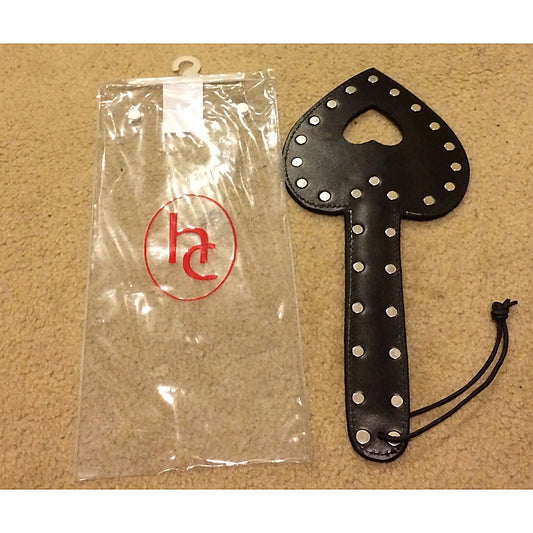 Uberkinky Heart Shaped Leather Paddle with Studs - Paddles And Slappers