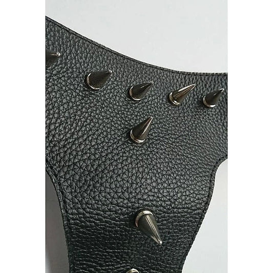Devils Spiked Leather Collar with O Ring - Cock Rings