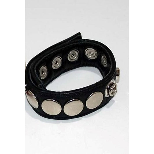 8 Speed Black Leather Cock Ring - Ball and Cock Toys