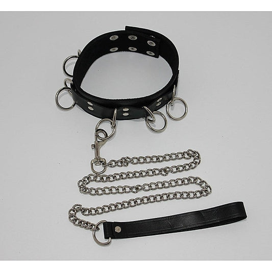 FairVilla Ladies Bondage Collar with O-Rings and Lead