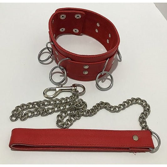 FairVilla Ladies Bondage Collar with O-Rings and Lead