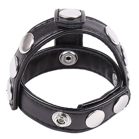 Leather Cock Ring & Ball Divider by Hell's Couture - Cock Rings