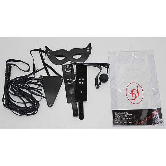 Leather Masters Set Mask, G-String, Gag and Cuffs