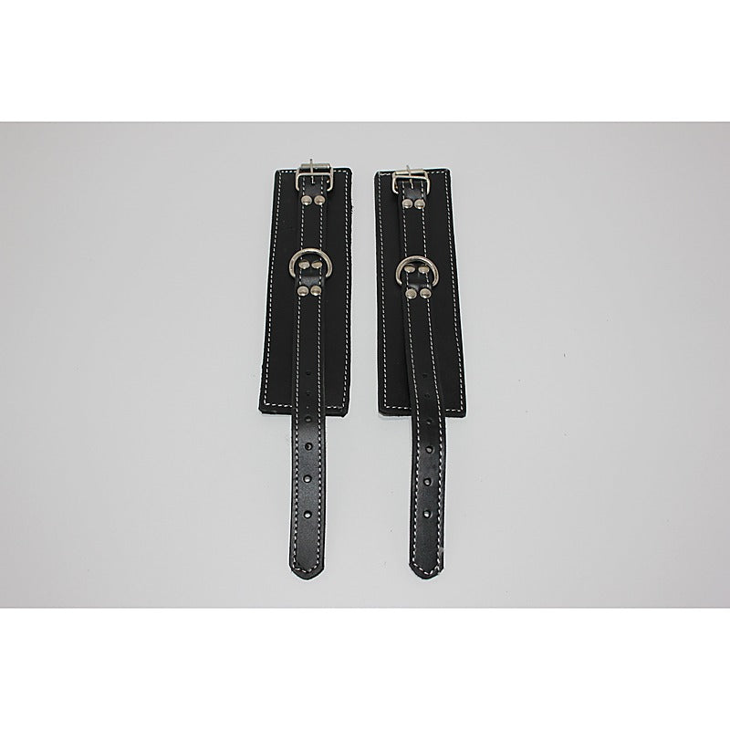 Abbey Leather Buckle Black Wrist Restraints - Cuffs and Restraints