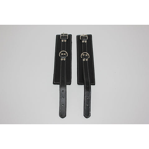 Abbey Leather Buckle Black Wrist Restraints - Cuffs and Restraints