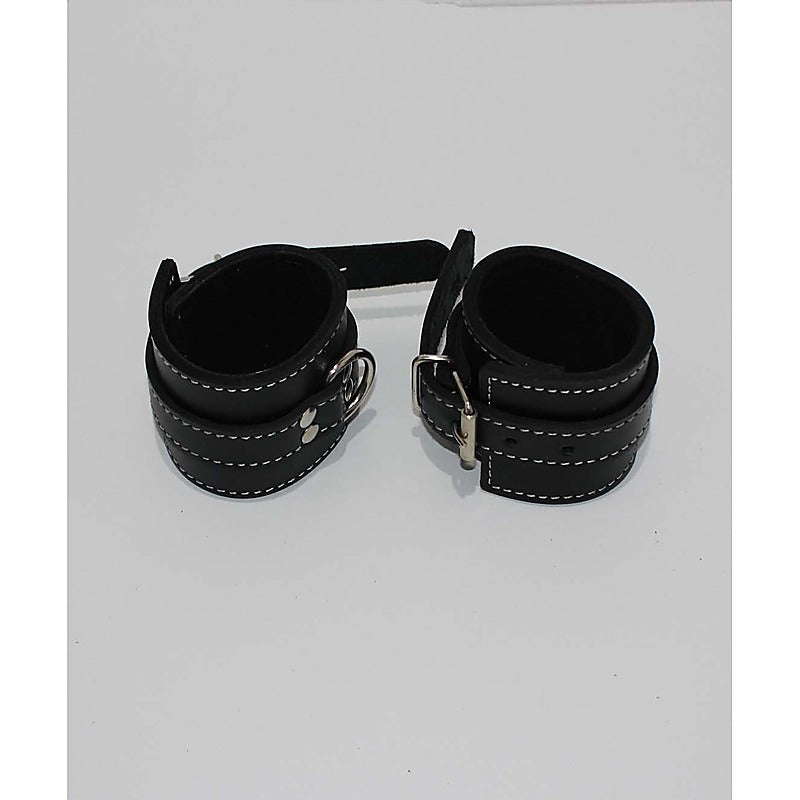 Abbey Leather Buckle Black Wrist Restraints - Cuffs and Restraints