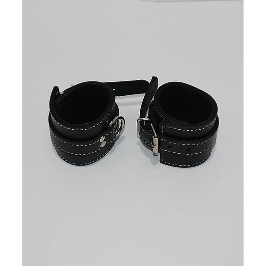 Abbey Leather Buckle Black Wrist Restraints - Cuffs and Restraints