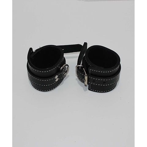 Abbey Leather Buckle Black Wrist Restraints - Cuffs and Restraints