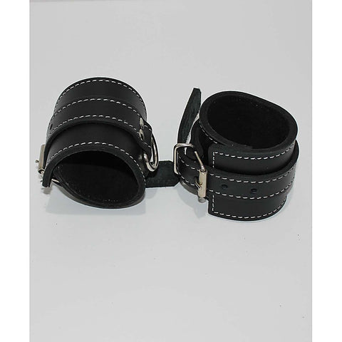 Abbey Leather Buckle Black Wrist Restraints - Cuffs and Restraints