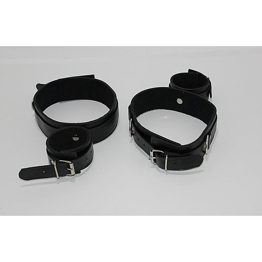 ViolentDelights Thigh and Wrist Restraints Black Leather - Cuffs and Restraints