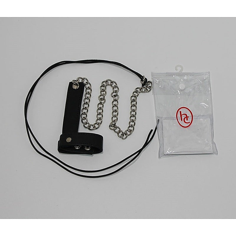 Cock & Ball Ring with Leather Lead by Hell's Couture - Cuffs and Restraints