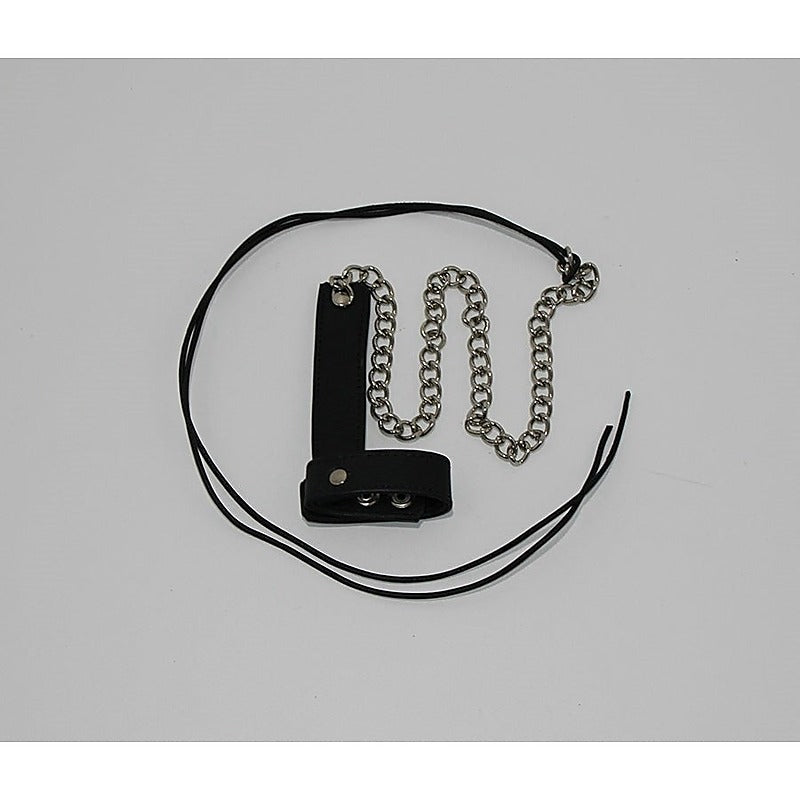 Cock & Ball Ring with Leather Lead by Hell's Couture - Cuffs and Restraints