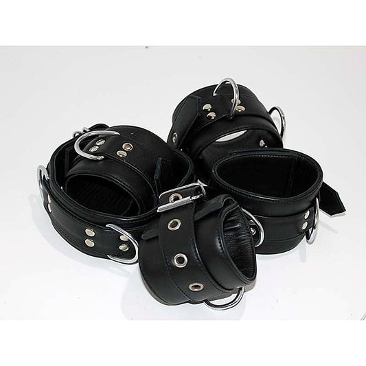 Submissive's Complete Black Leather Restraint Set