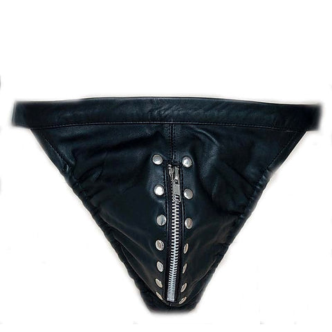 Leather Jockstrap with Front Zipper by Hell's Couture - Jocks and G-Strings