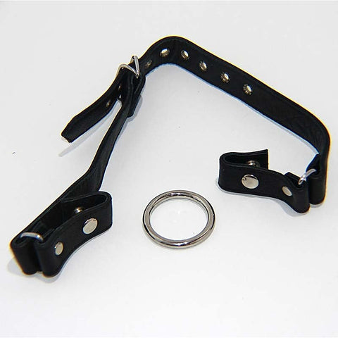 Leather Gag With Removable Metal O Ring - Bondage Gags and Bits