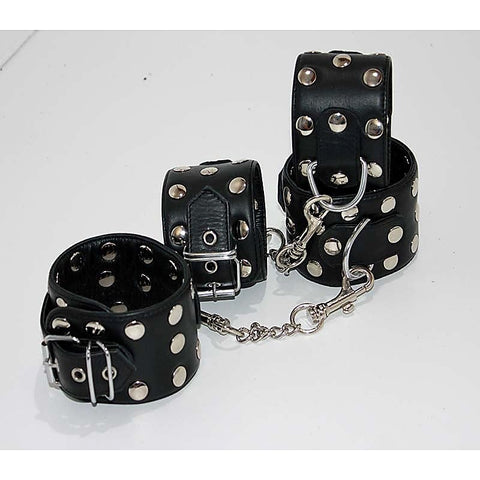 Xtreme Leather Studded Wrist & Ankle Cuffs by Hell's Couture - Cuffs and Restraints