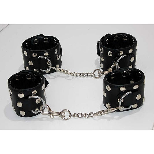 Xtreme Leather Studded Wrist & Ankle Cuffs - Cuffs and Restraints