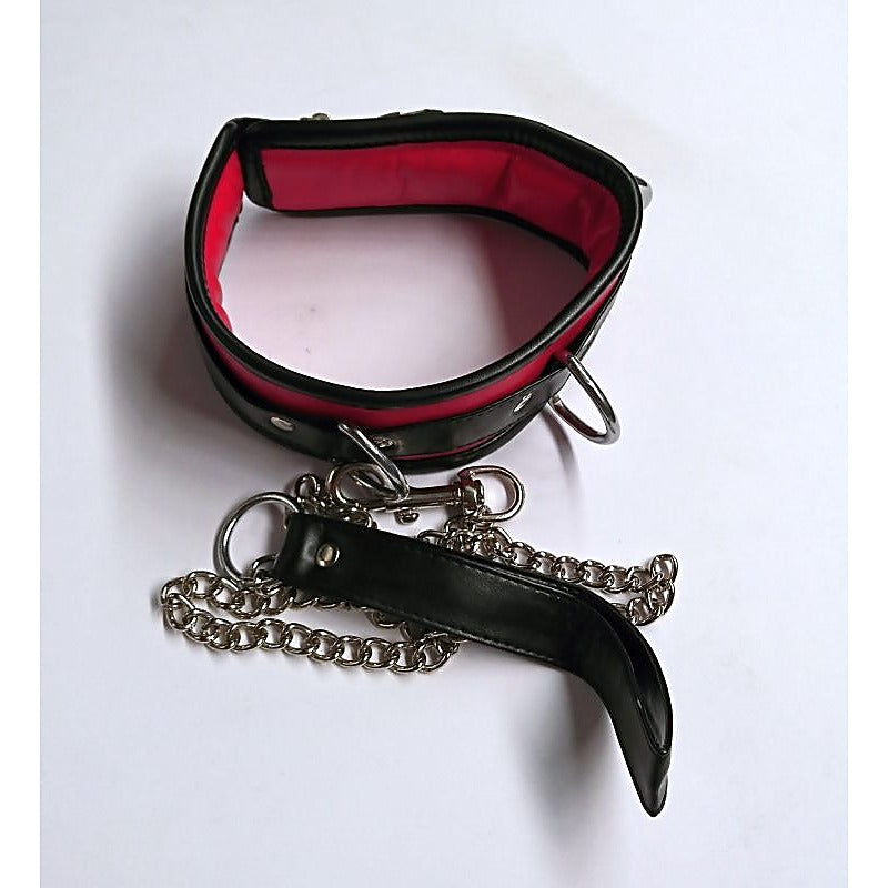 Black and Red Collar with Lead by Hell's Couture - Collars and Leads