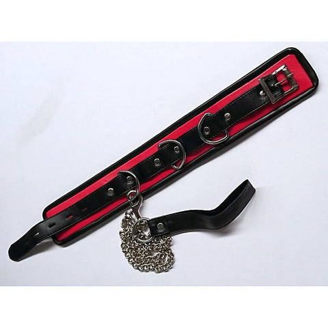 Black and Red Collar with Lead by Hell's Couture - Collars and Leads