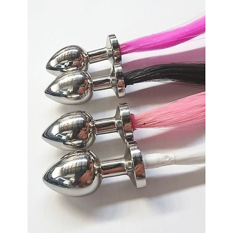Faux Horse Tail Large Steel Butt Plug - Steel Sex Toys