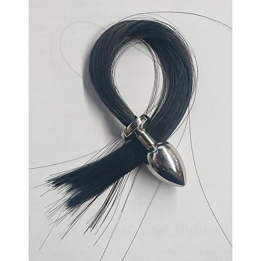 Faux Horse Tail Large Steel Butt Plug