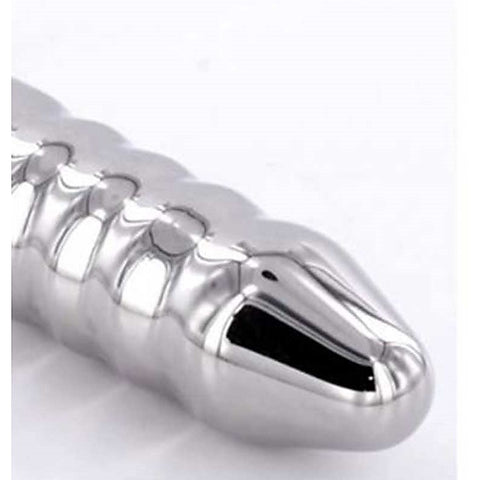 Steel Anal Rammer & T-Bar Handle 6 Rings by Hell's Couture - Steel Sex Toys