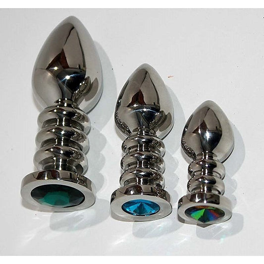 Ribbler Metal Jewelled Medium Butt Plug Rose Quartz - Steel Sex Toys