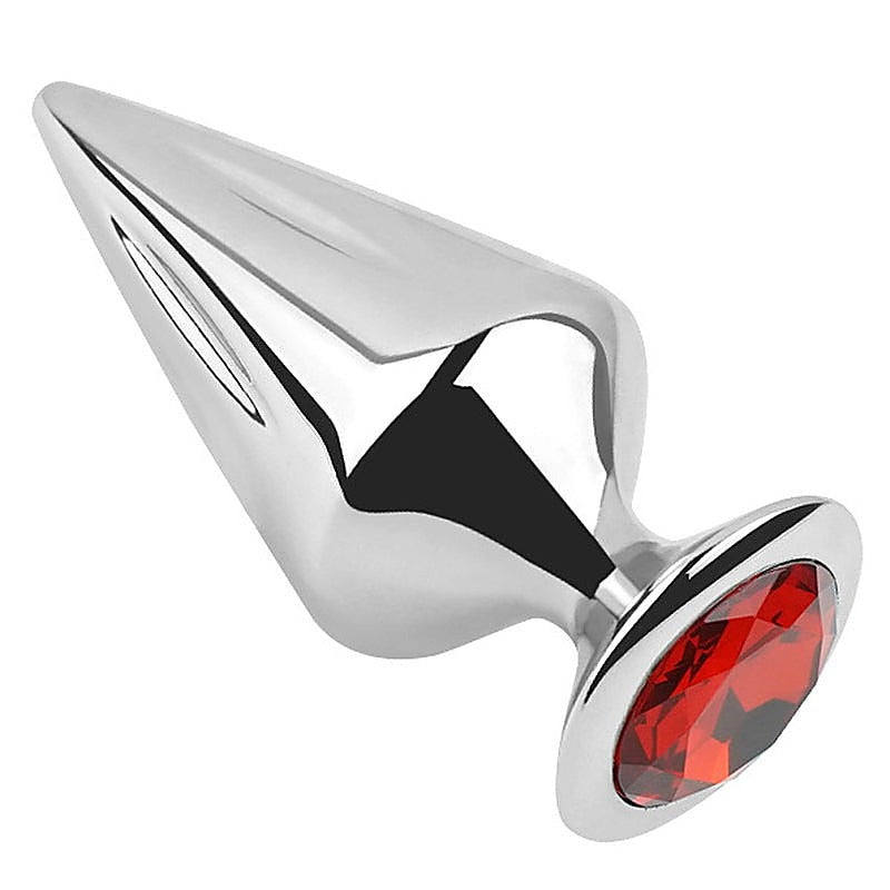 Cone Butt Plug With Jewelly by Hell's Couture - Steel Sex Toys