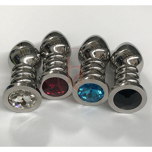 Ribbler Metal Jeweled Anal Plug Large Rose Quartz