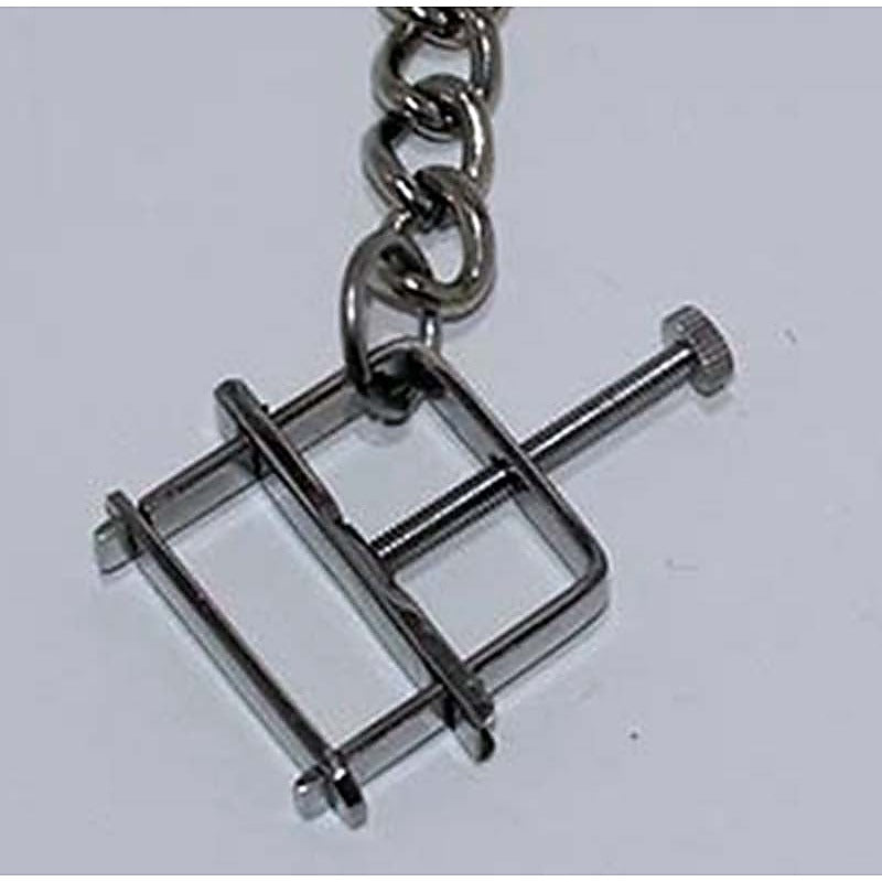 Nipple Press Clamps With Chain by Hell's Couture - Breast and Nipple Toys