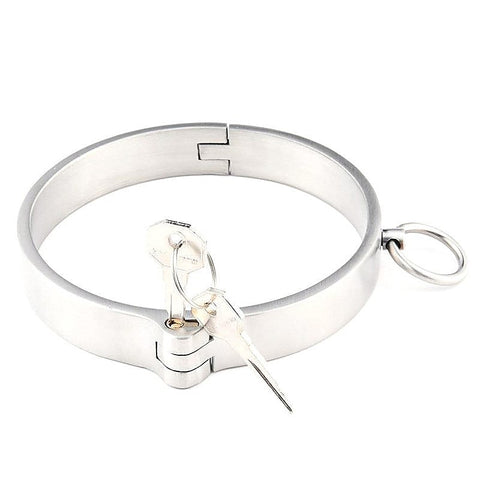 Cross Lock Neck Collar by Hell's Couture - Steel Sex Toys