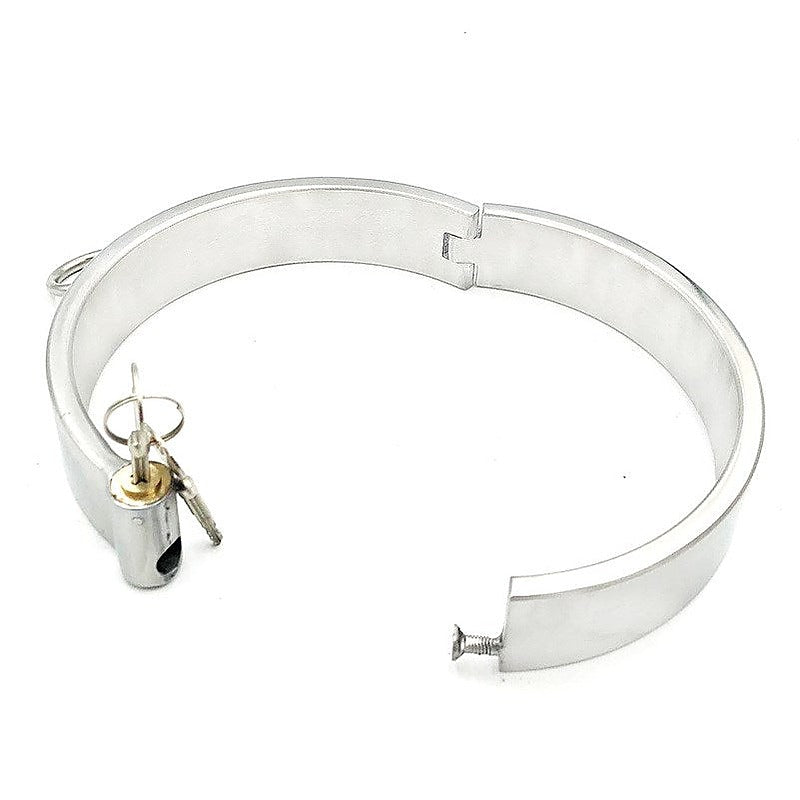 Cross Lock Neck Collar by Hell's Couture - Steel Sex Toys