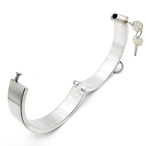 Cross Lock Neck Collar by Hell's Couture - Steel Sex Toys
