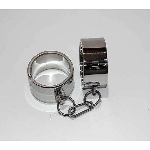 Steel Lust Cuffs with Chain by Hell's Couture - Cuffs And Restraints