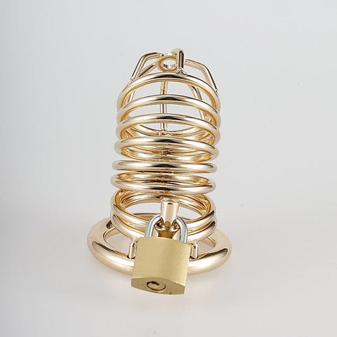 Gold Metal Chastity Cage Device - Male Chastity