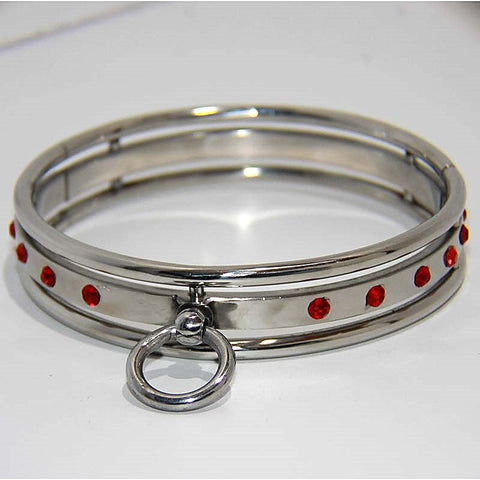 Steel Jeweled Small Slave Collar by Hell's Couture - Collars and Leads
