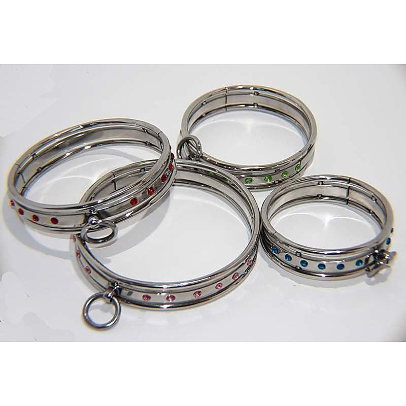 Steel Jeweled Slave Collar XLarge by Hell's Couture - Anal Beads and Balls