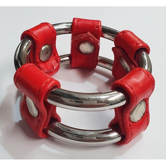 Plain Tube Steel Double Cock Ring Red - Cock Rings