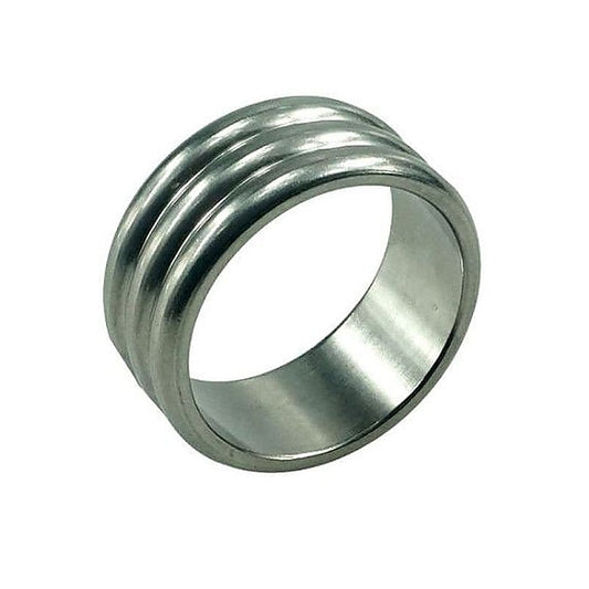 Deep Grooved Steel Cock Ring - Cock Rings