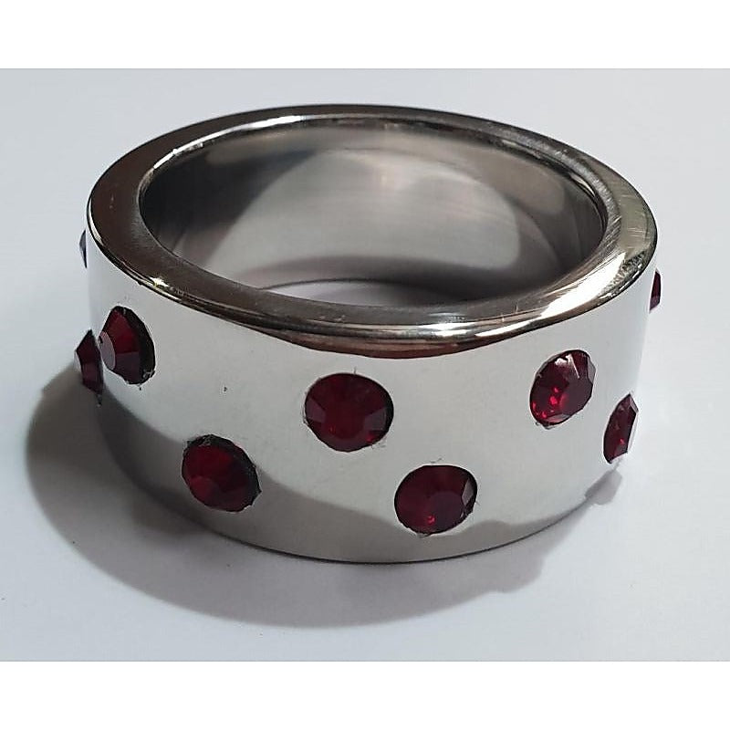 Staggered Ruby Encrusted Cock Ring by Hell's Couture - Cock Rings