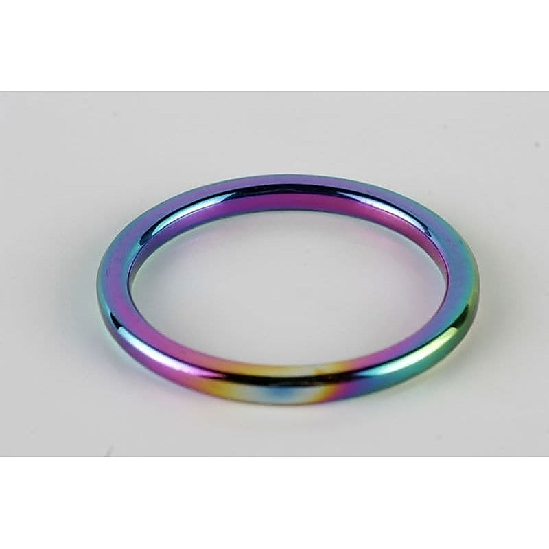 Heavy Duty Rainbow Metal Cock Ring by Hell's Couture - Cock Rings