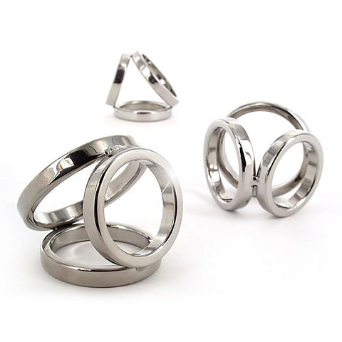 Triple Cock and Ball Ring by Hell's Couture - Cock Rings