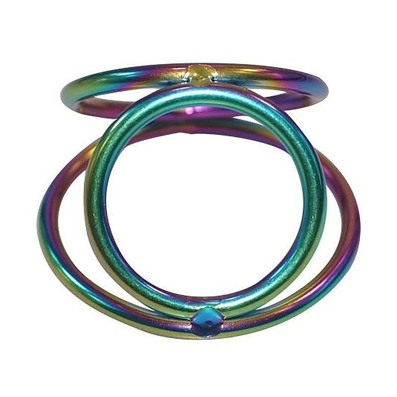 Rainbow Triple Cock and Ball Ring by Hell's Couture - Cock Rings