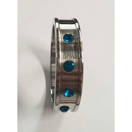 Deep Shallow Cock Ring 55mm Sapphire Gemmed - Cock Rings